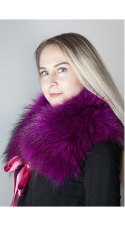 Violet-lilla Finnraccoon fur collar-neck warmer